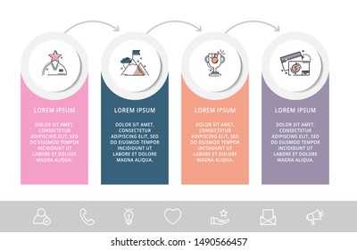 Vector infographic flat template circles for four label, diagram, graph, presentation. Business concept with 4 options. For content, flowchart, step for step, timeline, workflow, marketing