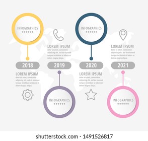Vector infographic flat template circles for four paper label, diagram, graph, presentation. Business concept with 4 options. Blank space for content, step for step, timeline, workflow, marketing