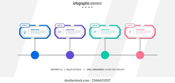 Vector infographic flat template circles for four label, diagram, graph, presentation. Business concept with 4 options. For content, flowchart, steps, timeline, workflow, marketing. EPS10