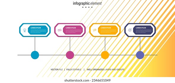 Vector infographic flat template circles for four label, diagram, graph, presentation. Business concept with 4 options. For content, flowchart, steps, timeline, workflow, marketing. EPS10