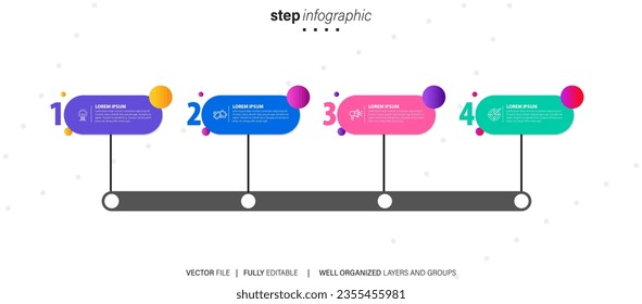 Vector infographic flat template circles for four label, diagram, graph, presentation. Business concept with 4 options. For content, flowchart, steps, timeline, workflow, marketing. EPS10

