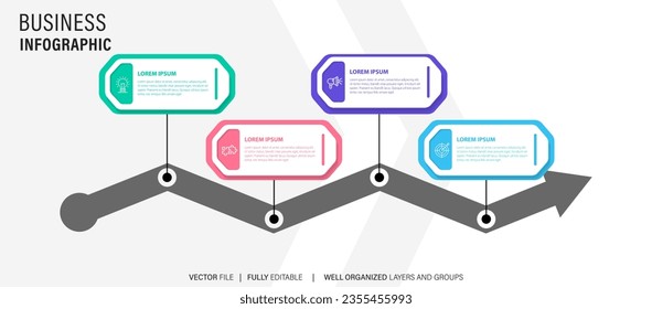 Vector infographic flat template circles for four label, diagram, graph, presentation. Business concept with 4 options. For content, flowchart, steps, timeline, workflow, marketing. EPS10
