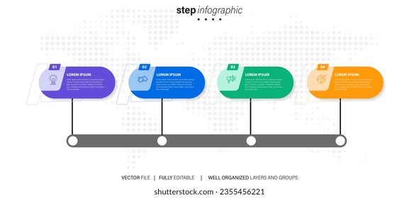 Vector infographic flat template circles for four label, diagram, graph, presentation. Business concept with 4 options. For content, flowchart, steps, timeline, workflow, marketing. EPS10
