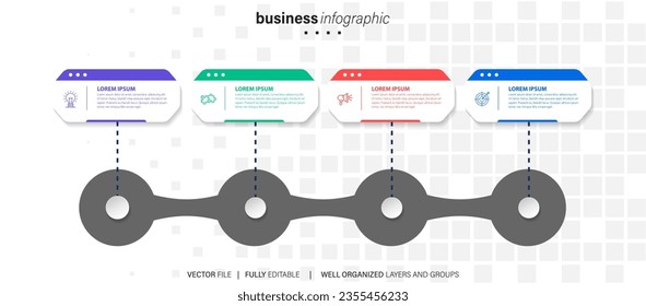 Vector infographic flat template circles for four label, diagram, graph, presentation. Business concept with 4 options. For content, flowchart, steps, timeline, workflow, marketing. EPS10
