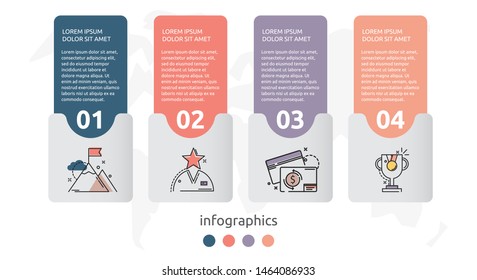 Vector infographic flat template concept for four labels, diagram, graph. Business concept with 4 options. For content, flowchart, steps, timeline, web, workflow, marketing, presentation