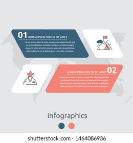 Vector infographic flat template concept for two labels, diagram, graph. Business concept with 2 options. For content, flowchart, steps, timeline, web, workflow, marketing, presentation