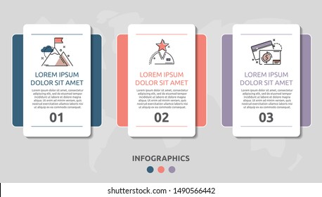 Vector infographic flat template concept for three labels, diagram, graph. Business concept with 3 options. For content, flowchart, steps, timeline, web, workflow, marketing, presentation