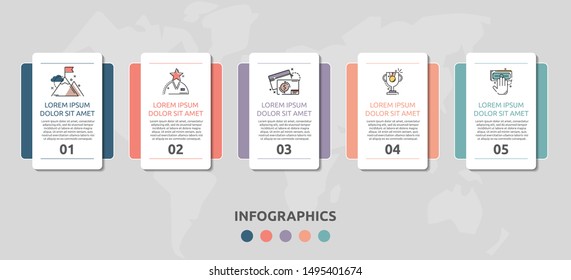 Vector infographic flat template concept for five labels, diagram, graph. Business concept with 5 options. For content, flowchart, steps, timeline, web, workflow, marketing, presentation