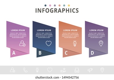 Vector infographic flat template figure for four labels, diagram, graph, presentation. Business concept with 4 options. For content, flowchart, step for step, timeline, workflow, marketing