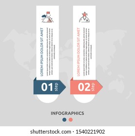 Vector infographic flat template. Rectangles for two diagrams, graph, flowchart, timeline, marketing, presentation. Business concept with 2 labels