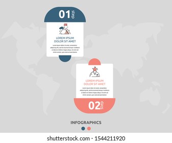 Vector infographic flat template. Rectangles for two diagrams, graph, flowchart, timeline, marketing, presentation. Business concept with 2 labels