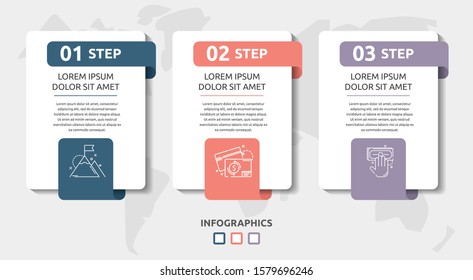 Vector infographic flat template. Rectangles for three diagrams, graph, flowchart, timeline, marketing, presentation. Business concept with 3 labels