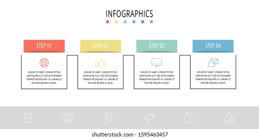 Vector infographic flat template. Rectangles for four diagrams, graph, flowchart, timeline, marketing, presentation. Business concept with 4 labels