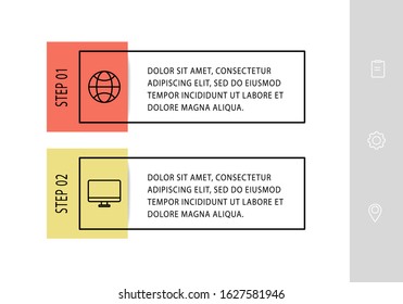 Vector infographic flat template. Rectangles for two diagrams, graph, flowchart, timeline, marketing, presentation. Business concept with 2 labels