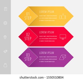 Vector infographic flat template. Rhombus with label for three diagrams, graph, flowchart, timeline, marketing, presentation. Business concept with 3 options