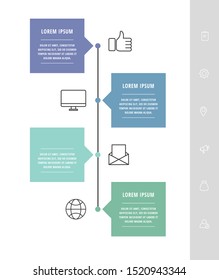 Vector infographic flat template square for four labels, diagram, graph. Business presentation concept with 4 options. For content, flowchart, step for step, timeline, workflow, marketing