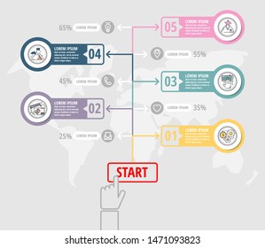Vector infographic flat template timeline for five label, diagram, graph, presentation. Business design concept with 5 options. For content, flowchart, step for step, workflow, marketing