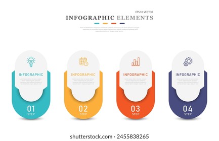 Vector infographic format. Work presentation. Work flow. 4 step plan.