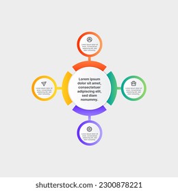 Vector infographic with four circle connected used to show process flow