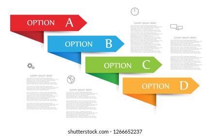 Vector infographic four color arrows with simple line icons