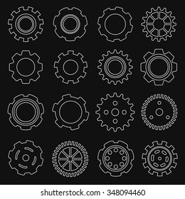 Vector de engranajes de infografía sobre fondo negro: Ilustración vectorial