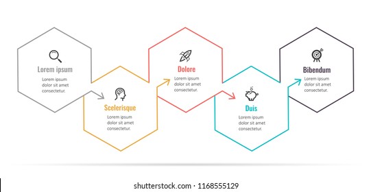 Vector Infographic Hexagon Design With Icons And 5 Options Or Steps. Infographics For Business Concept. Can Be Used For Presentations Banner, Workflow Layout, Process Diagram, Flow Chart, Info Graph