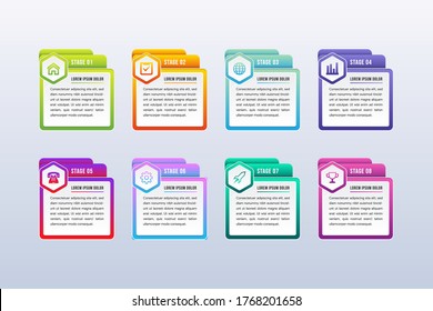 Vector Infographic hexagon design with icons and 8 options or steps. Infographics for business concept. Can be used for presentations banner, workflow layout, process diagram, flow chart, info graph.