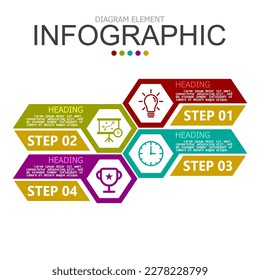 vector infographic hexagon tag element template block. used for process diagram, presentation, working flow, information layout, banner, chart, and graph.