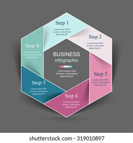 Vector infographic. Hexagon template for diagram, graph, presentation and chart. Business concept with 6 options, parts, steps or processes. 