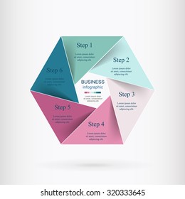 Vector infographic. Hexagon template for diagram, graph, presentation and chart. Business concept with 6 options, parts, steps or processes. 