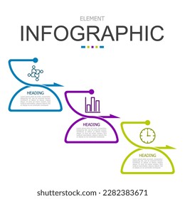 vector infographic hourglass formed by arrow line elements template block. used for process diagram, presentation, working flow, information layout, banner, chart, and graph.
