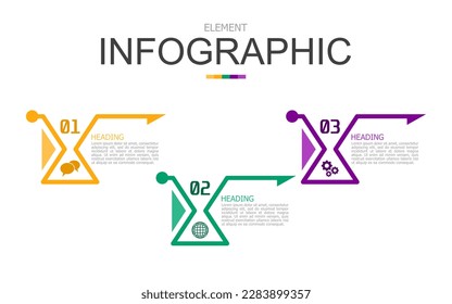 vector infographic hourglass with triangle formed by arrow line elements template block. used for process diagram, presentation, working flow, information layout, banner, chart, and graph.