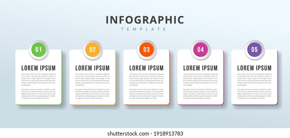 Vector infographic with icons numbers. 5 options or steps. Infographics for business label template. suitable for info graphics, flow charts, presentations, web sites, banners, printed materials.