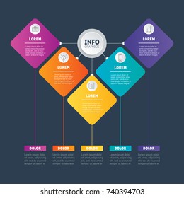 Vector infographic. Investor presentation with 5 steps. Best for diagram or business presentation with 5 options. Examples of infographics, how to make your business structured.