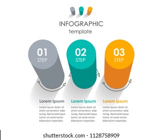 Vector Infographic label design with 3 options or steps. Infographics for business concept. Can be used for presentations banner, workflow layout, process diagram, flow chart, info graph