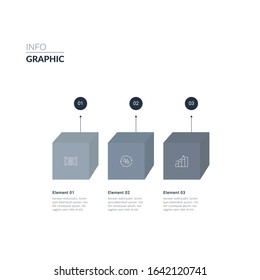 Vector Infographic label design with 3 options or steps. Infographics for business concept. Can be used for presentations banner, workflow layout, process diagram, flow chart, info graph, 3d squares
