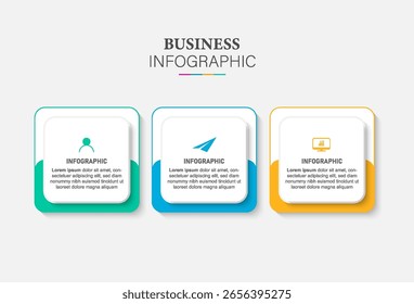 Vector Diseño de infografía con 3 opciones o pasos. Infografía para el concepto de negocio. Se puede utilizar para el Anuncio de presentaciones, diseño de flujo de trabajo, diagrama de proceso, diagrama de flujo, gráfico de información