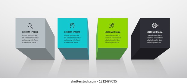 Vector Infographic label design with 4 options or steps. Infographics for business concept. Can be used for presentations banner, workflow layout, process diagram, flow chart, info graph