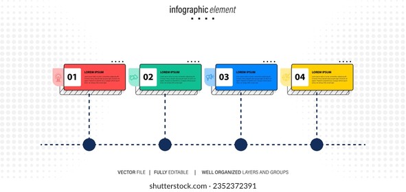 Vector Infographic label design with 4 options or steps. Infographics for business concept. Can be used for presentations banner, workflow layout, process diagram, flow chart, info graph
