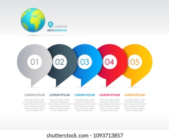 Vector Infographic label design with 5 options or steps. Infographics for business concept. Can be used for presentations banner, workflow layout, process diagram, flow chart, info graph