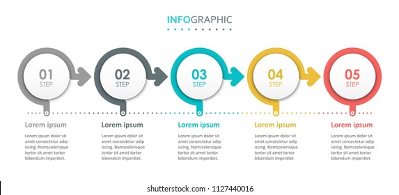 Vector Infographic label design with 5 options or steps. Infographics for business concept. Can be used for presentations banner, workflow layout, process diagram, flow chart, info graph