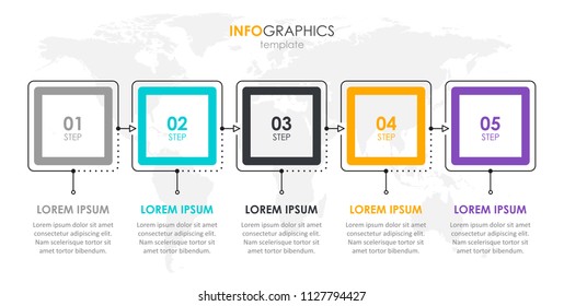 Vector Infographic label design with 5 numbers options or steps. Can be used for presentations banner, workflow layout, process diagram, flow chart, info graph