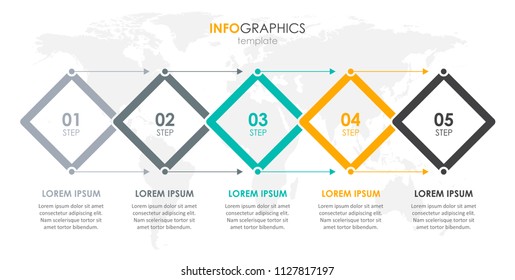 Vector Infographic label design with 5 numbers options or steps. Can be used for presentations banner, workflow layout, process diagram, flow chart, info graph