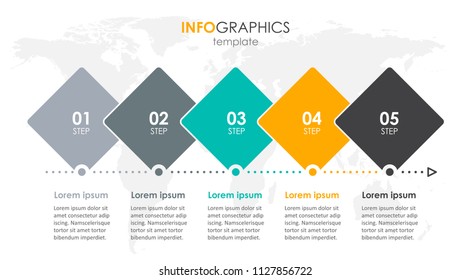 Vector Infographic label design with 5 numbers options or steps. Can be used for presentations banner, workflow layout, process diagram, flow chart, info graph