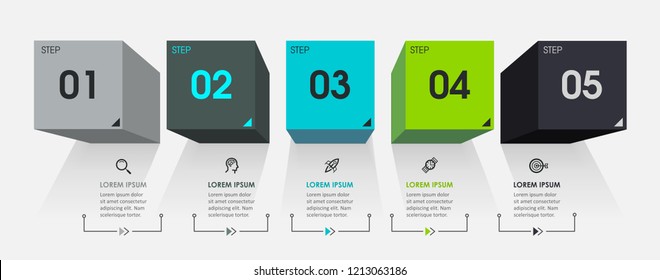Vector Infographic label design with 5 options or steps. Infographics for business concept. Can be used for presentations banner, workflow layout, process diagram, flow chart, info graph