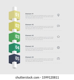 Vector Infographic label design with 5 options or steps. Infographics for business concept. Can be used for presentations banner, workflow layout, process diagram, flow chart, info graph, 3d squares