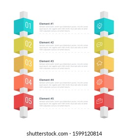 Vector Infographic label design with 5 options or steps. Infographics for business concept. Can be used for presentations banner, workflow layout, process diagram, flow chart, info graph, 3d squares