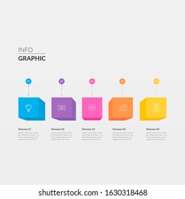 Vector Infographic label design with 5 options or steps. Infographics for business concept. Can be used for presentations banner, workflow layout, process diagram, flow chart, info graph, 3d squares