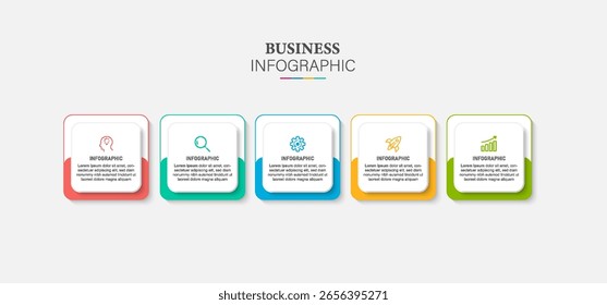 Vector Infographic label design with 5 options or steps. Infographics for business concept. Can be used for presentations banner, workflow layout, process diagram, flow chart, info graph