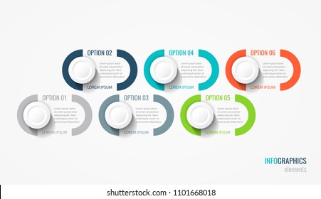Vector Infographic label design with 6 options or steps. Infographics for business concept. Can be used for presentations banner, workflow layout, process diagram, flow chart, info graph